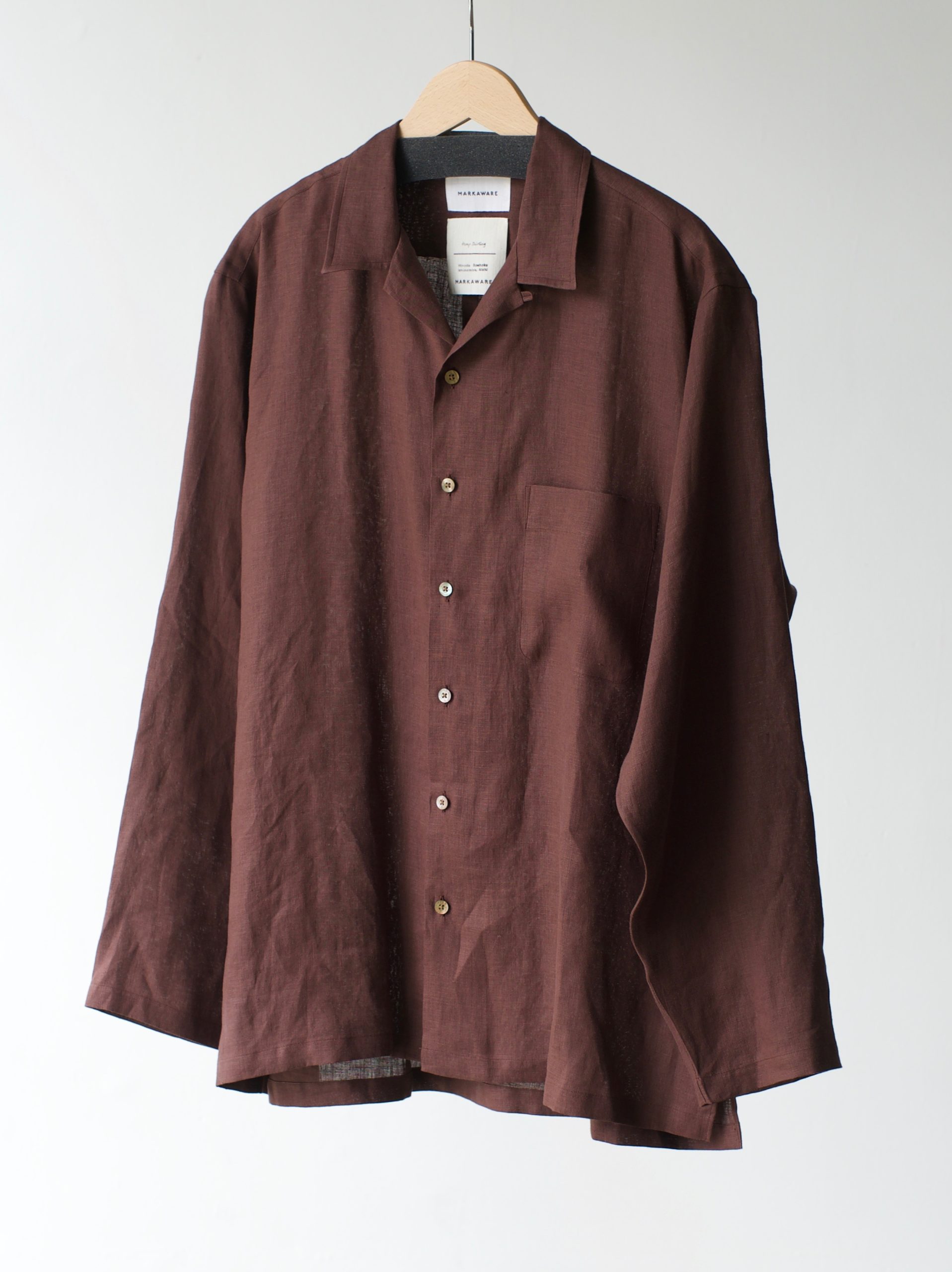 MARKAWARE マーカウェア 23ss ” ヘンプ 細布 オープンカラー シャツ