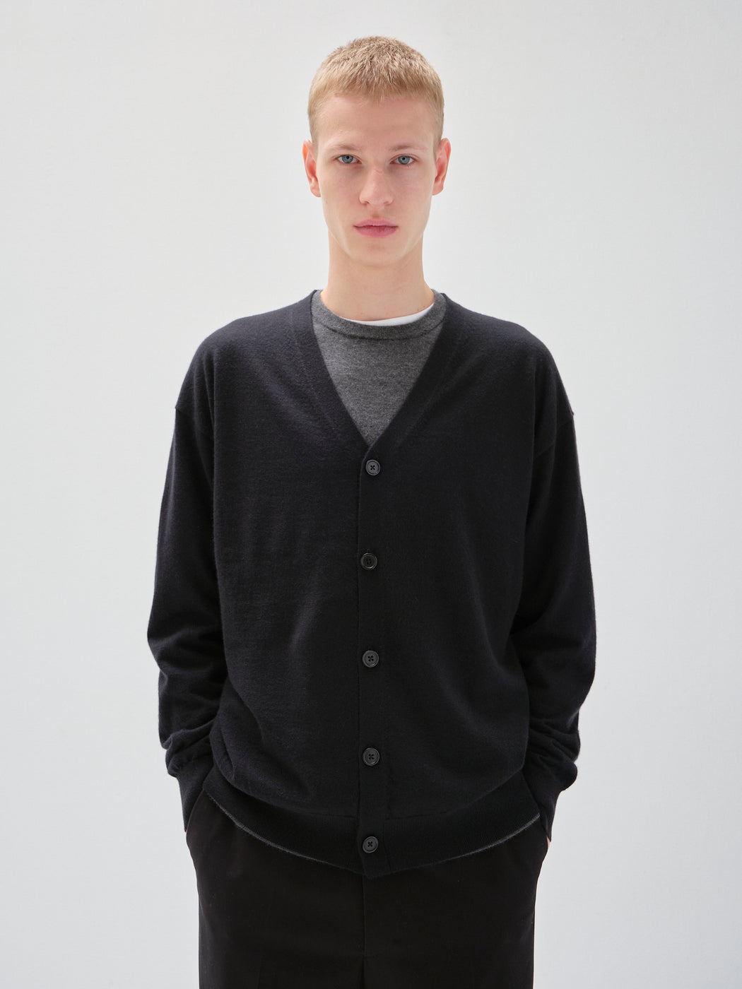 ウーステッドカシミヤ 150 カーディガン, Black – cash & barba