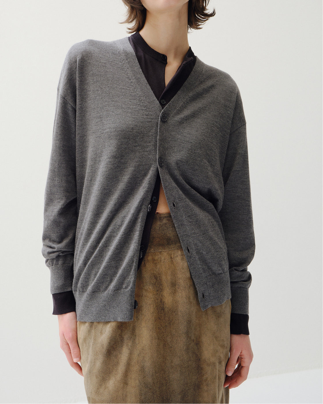 カシミヤシルク 180 カーディガン, Top Gray – cash & barba