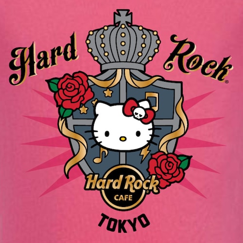 ハローキティ」と「ハードロックカフェ」のコラボTシャツが登場する