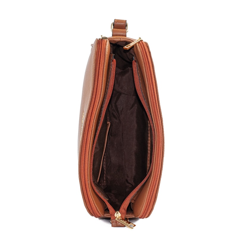 Bolsa Tiracolo Média de Couro Soft Cavezzale Caramelo 105059