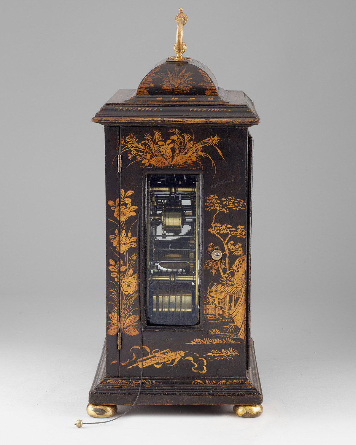 Francis Gregg, London, Black & Gilt Lacquer Striking Table Clock