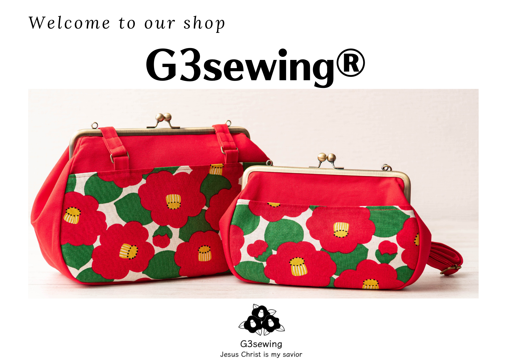 がま口バッグ 赤椿 | G3sewing