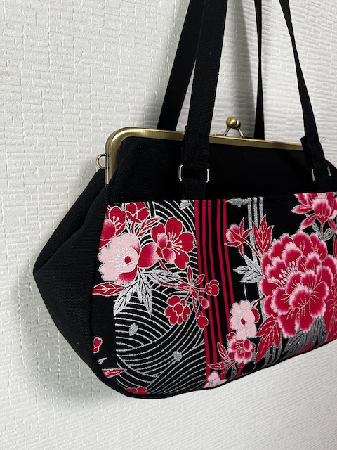 がま口バッグ 開花シリーズ 紅 | G3sewing