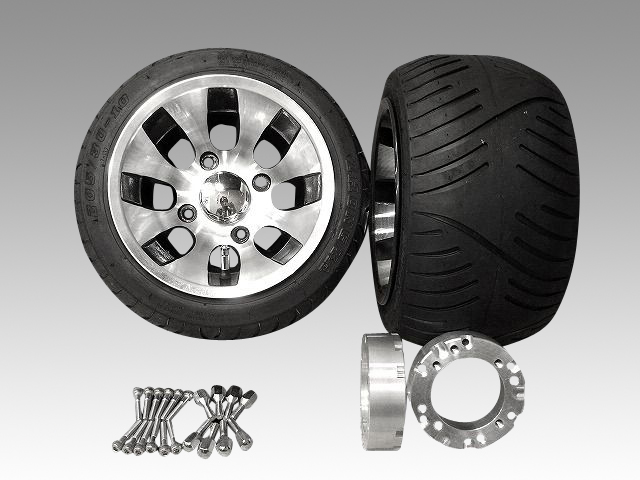 ジャイロ用ツートンアルミホイール扁平タイヤ＆スペーサー40mmセット