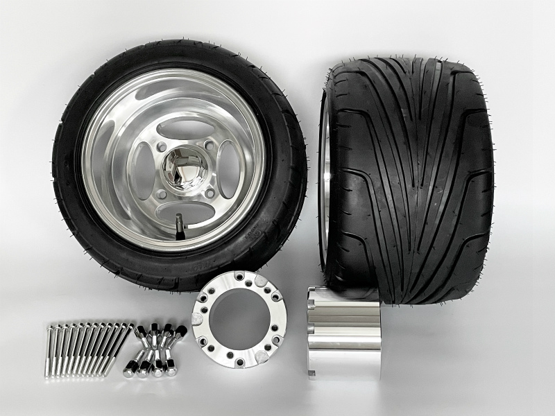 ジャイロ用クロスアルミホイール引っ張りタイヤ＆スペーサー100mm