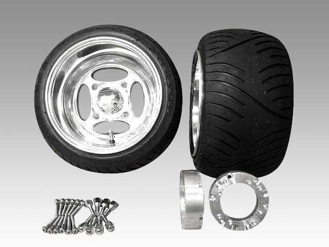 ジャイロ用クロスアルミホイール扁平タイヤ＆スペーサー40mmセット