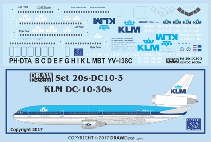 DRAW 20-DC10-3 1/200 KLMオランダ航空 DC-10-30's ＜ご予約