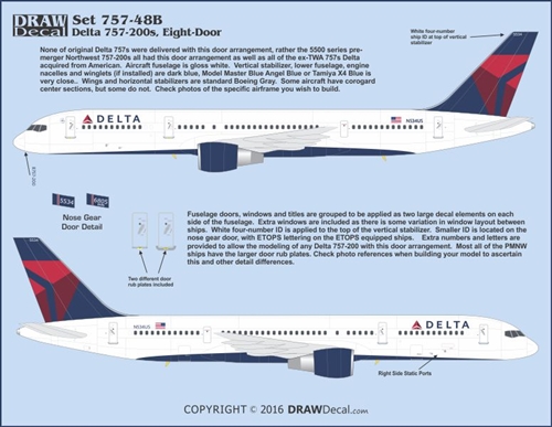 DRAW 44-757-48B 1/144 ボーイング757-200 デルタ航空 8ドア＜ご予約