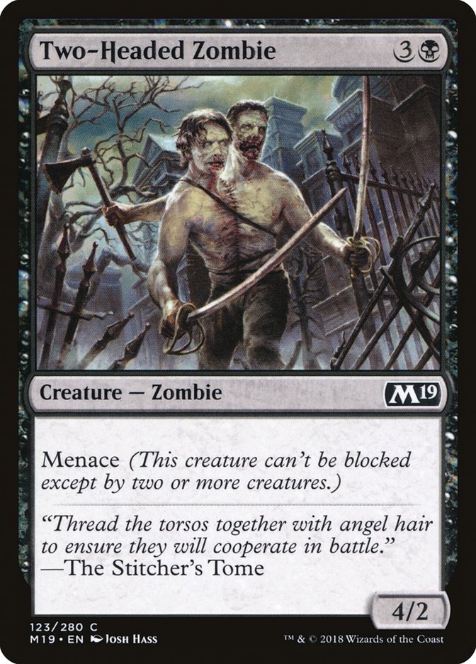 Two-Headed Zombie · Core Set 2019 (M19) #123 · Scryfall Magic: The