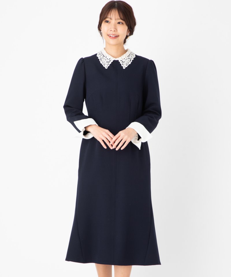 CELFORD セルフォード 刺繍カラータイトワンピース ネイビー系 | 結婚