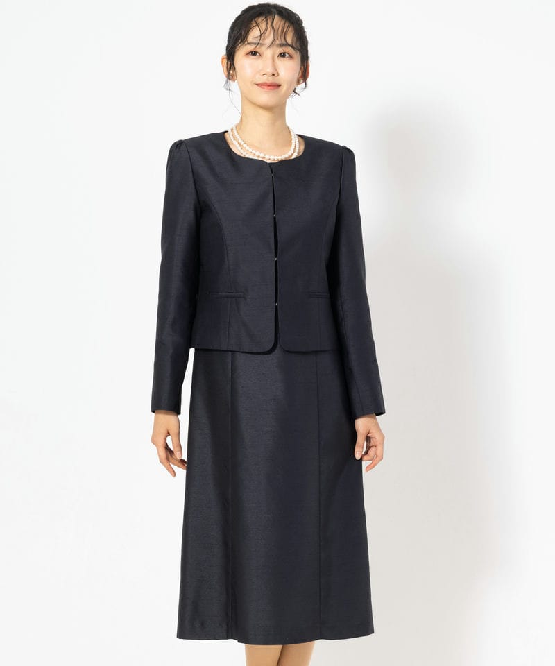 23区 襟付きグログランワンピース ネイビー系 | 結婚式パーティーの
