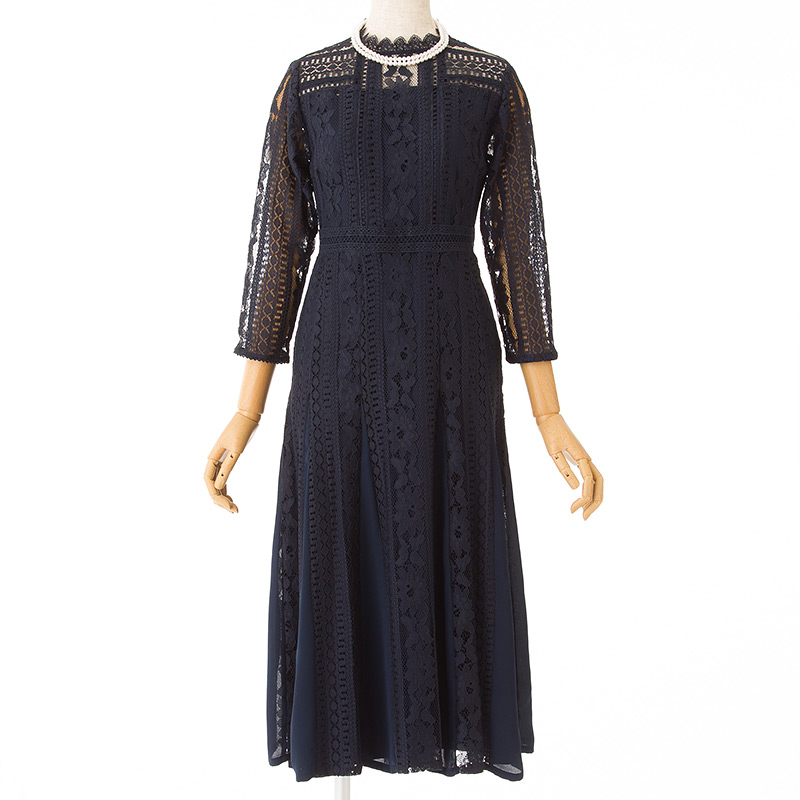 LAGUNAMOON ラグナムーン LADY MIX レースフレアードレス ネイビー系