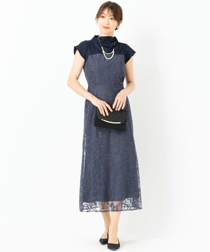 LAGUNAMOON ラグナムーン LADYモール刺繍ドッキングドレス ネイビー系