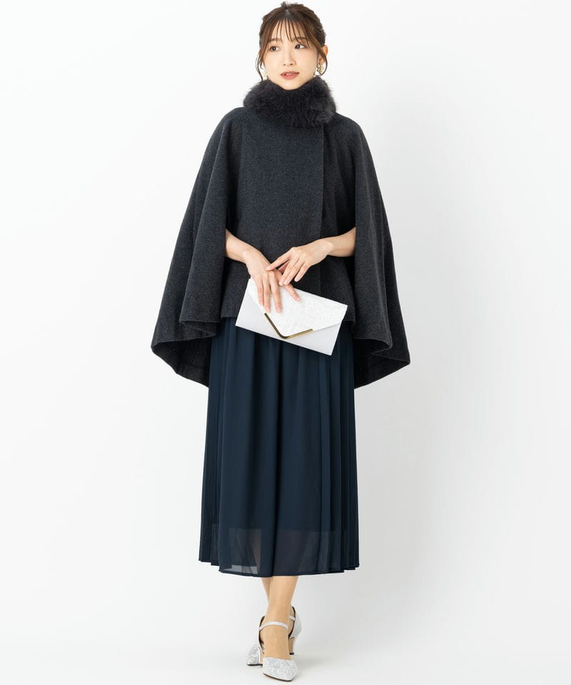 SNIDEL スナイデル ショートケープコート グレー系 | 結婚式パーティー