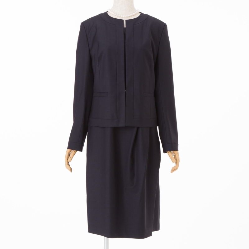 23区 襟付きグログランワンピース ネイビー系 | 結婚式パーティーの