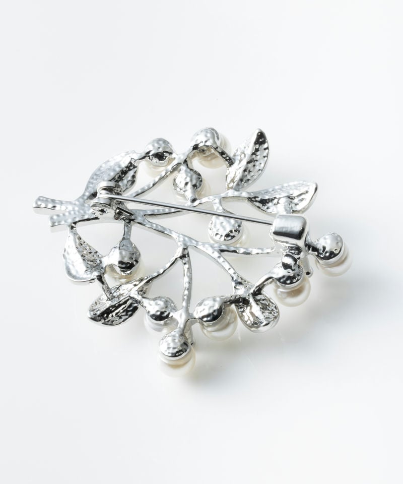Select Shop リーフモチーフパールブローチ その他 x シルバー系