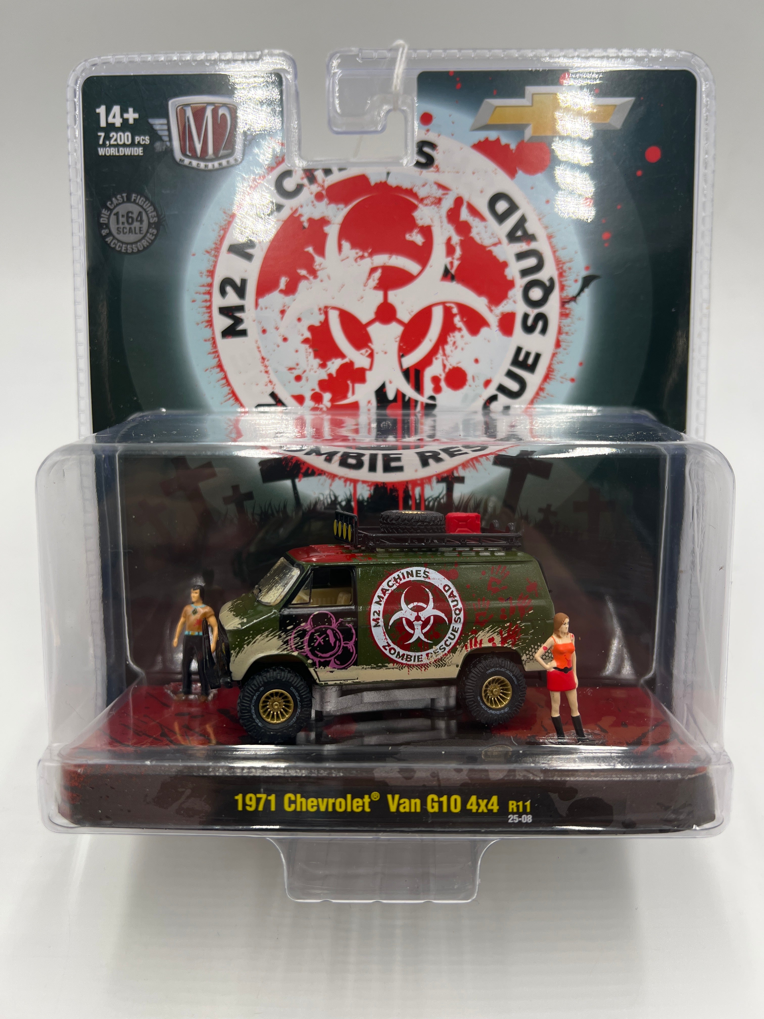 M2 Machines Diorama Zombie Rescue Squad 1971 Chevrolet Van G10 4x4