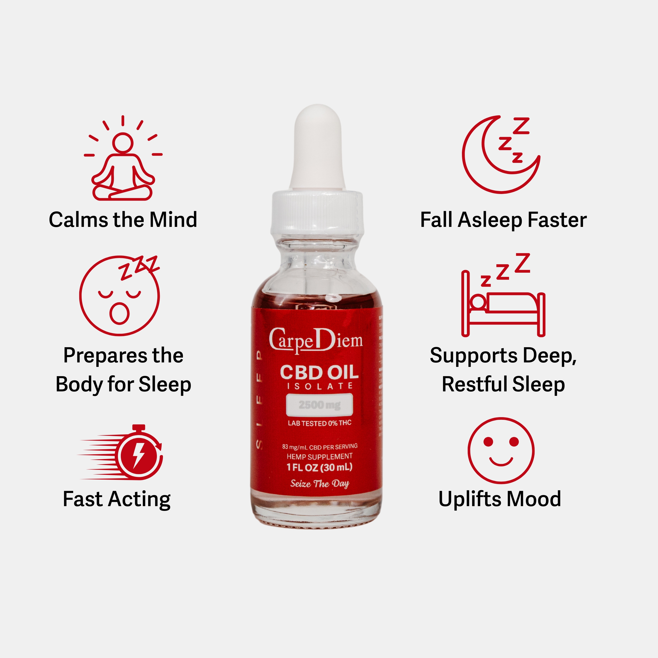 Sleep CBD Oil 2500 mg (THC-Free) - Carpe Diem CBD