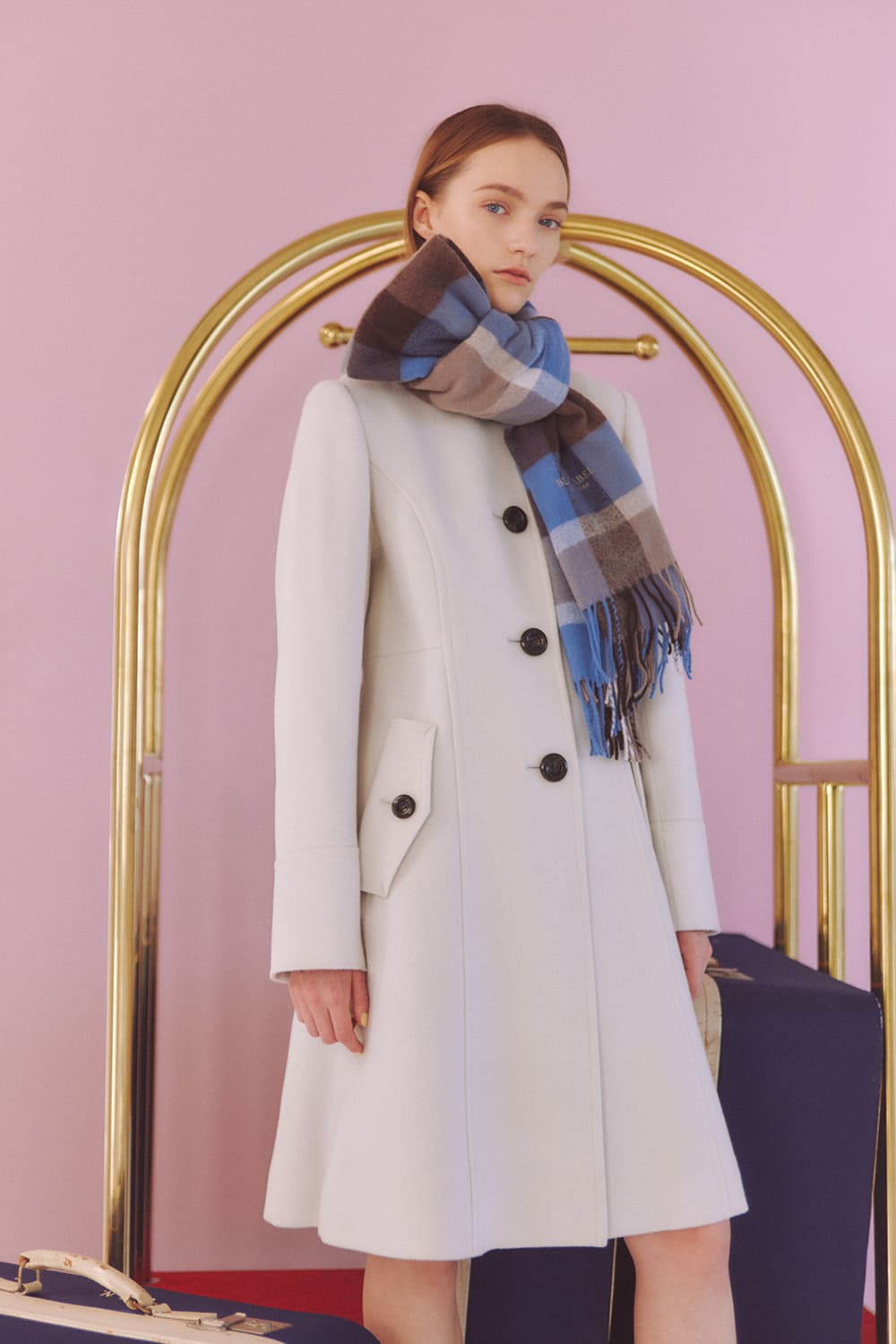 バーバリーブルーレーベル ウールコート L モヘヤ混 チェスターコート