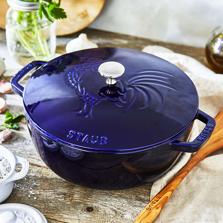 Staub Essential Dark Blue 3.75-Qt. Round French Oven with Rooster