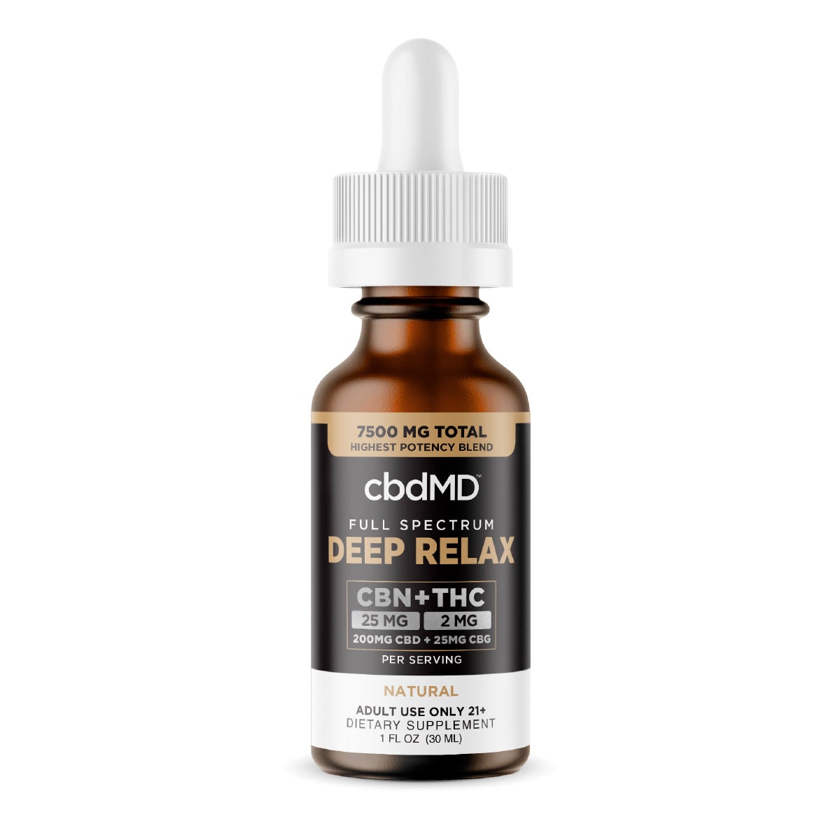 cbdMD, Deep Relax THC + CBN + CBG + CBD Tincture, Full Spectrum