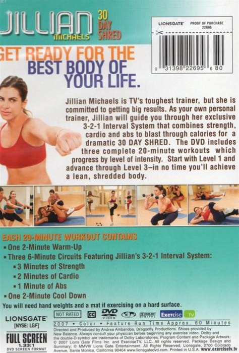 Jillian Michaels 30 Day Shred DVD