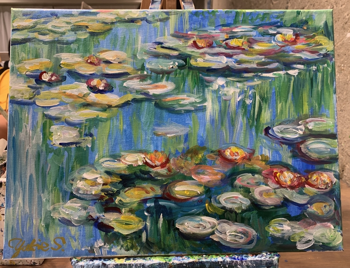 純粋な手描きの油絵 モネ スイレン 応接間掛画56 純粋な手描きの油絵