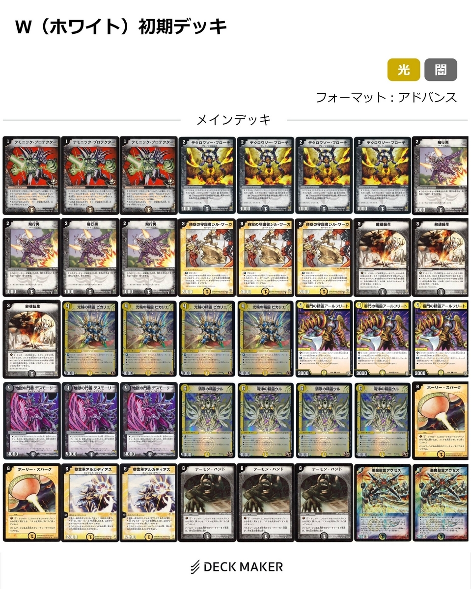 デュエマデッキ紹介ーW（ホワイト）初期デッキ - トリエの雑談ブログ