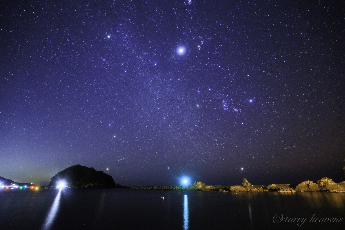 天体撮影記 第210夜】 高知県 厳島新水公園から冬の星座と二つの大