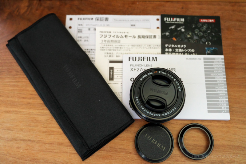 FUJIFILM XF27mm f2.8 R WR 外箱、取説、レンズフィルター FUJIFILM