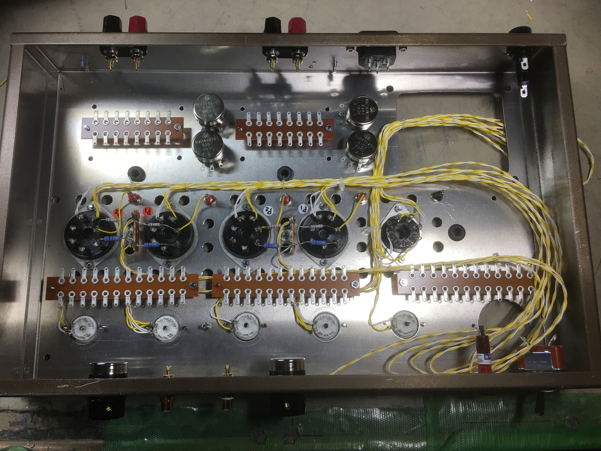 AL60/CV9ppの製作（3）部品取り付けと配線 - 真空管アンプ製作