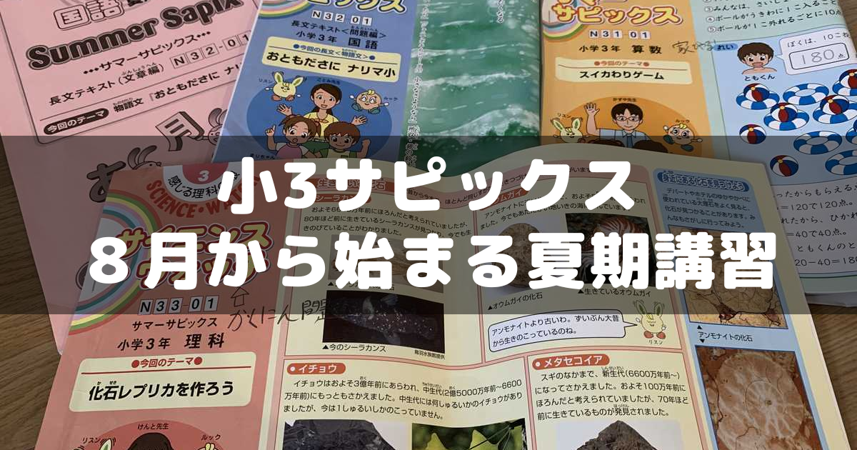 小3サピックス】8月から始まる夏期講習～通常の授業の違いなど