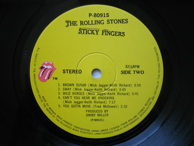 ローリング・ストーンズ 日本盤 STICKY FINGERS①ワーナー・パイオニア