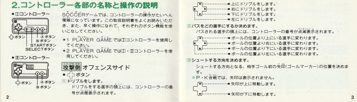 サッカー』1985年／ファミコン - レトロゲームの説明書保管庫