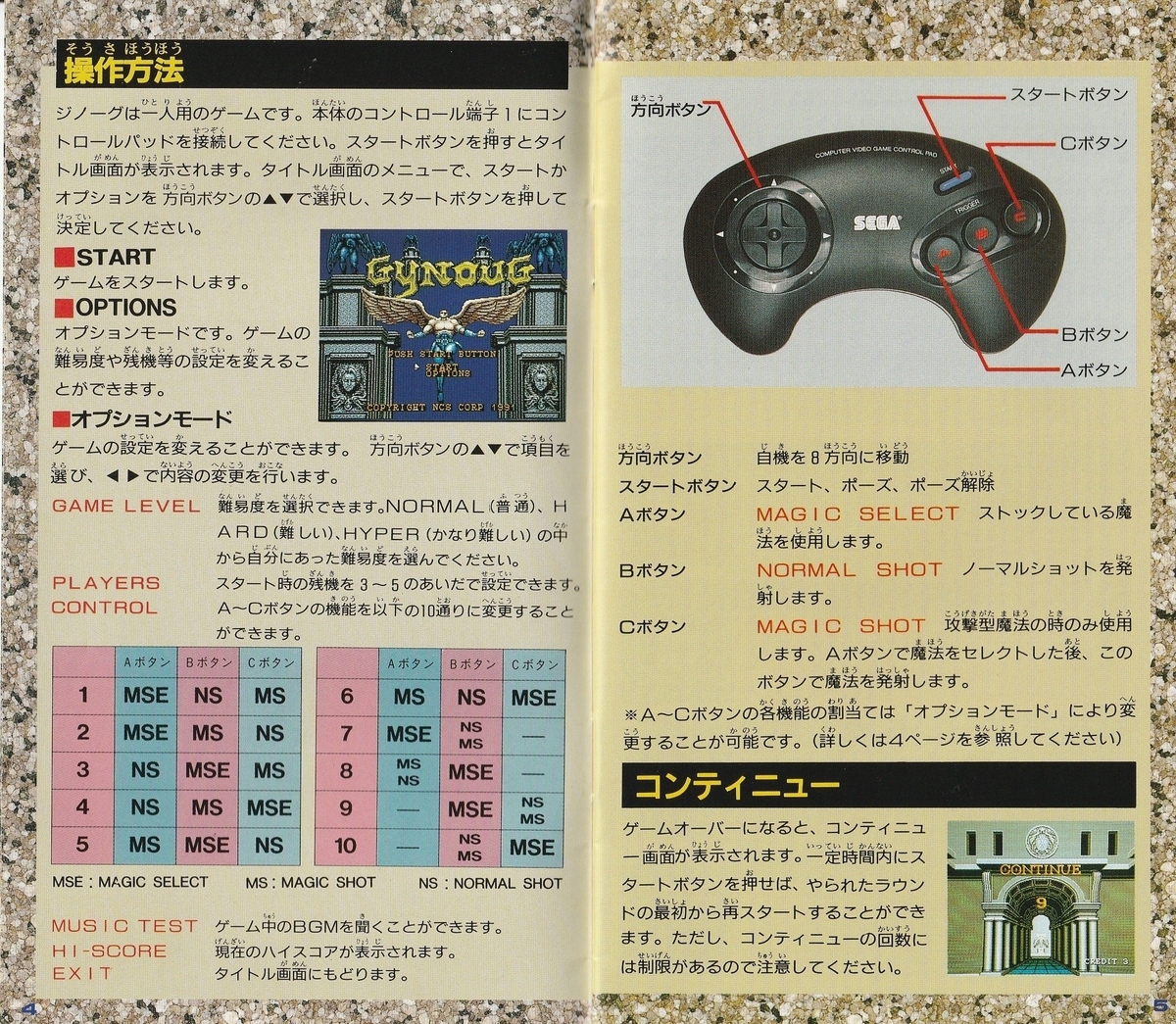 ジノーグ』1991年／メガドライブ - レトロゲームの説明書保管庫