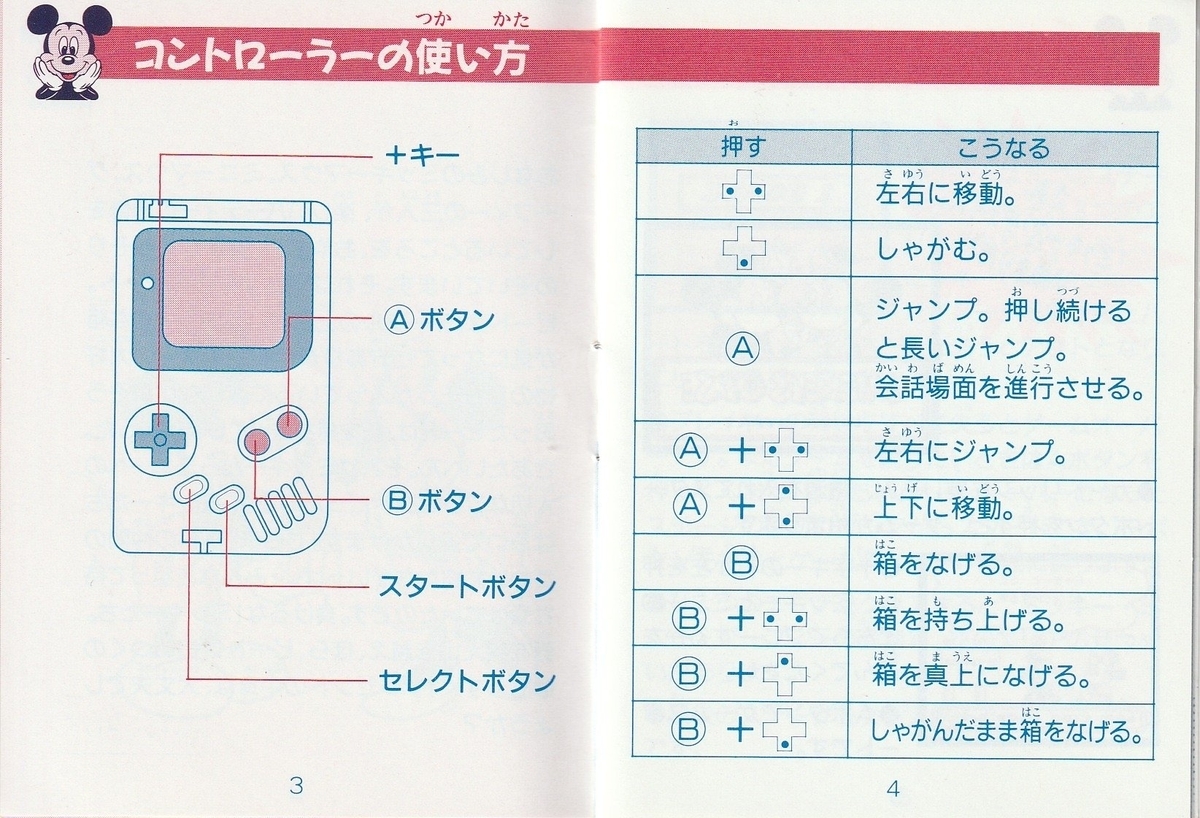 ミッキーズ・チェイス』1992年／ゲームボーイ - レトロゲームの説明書