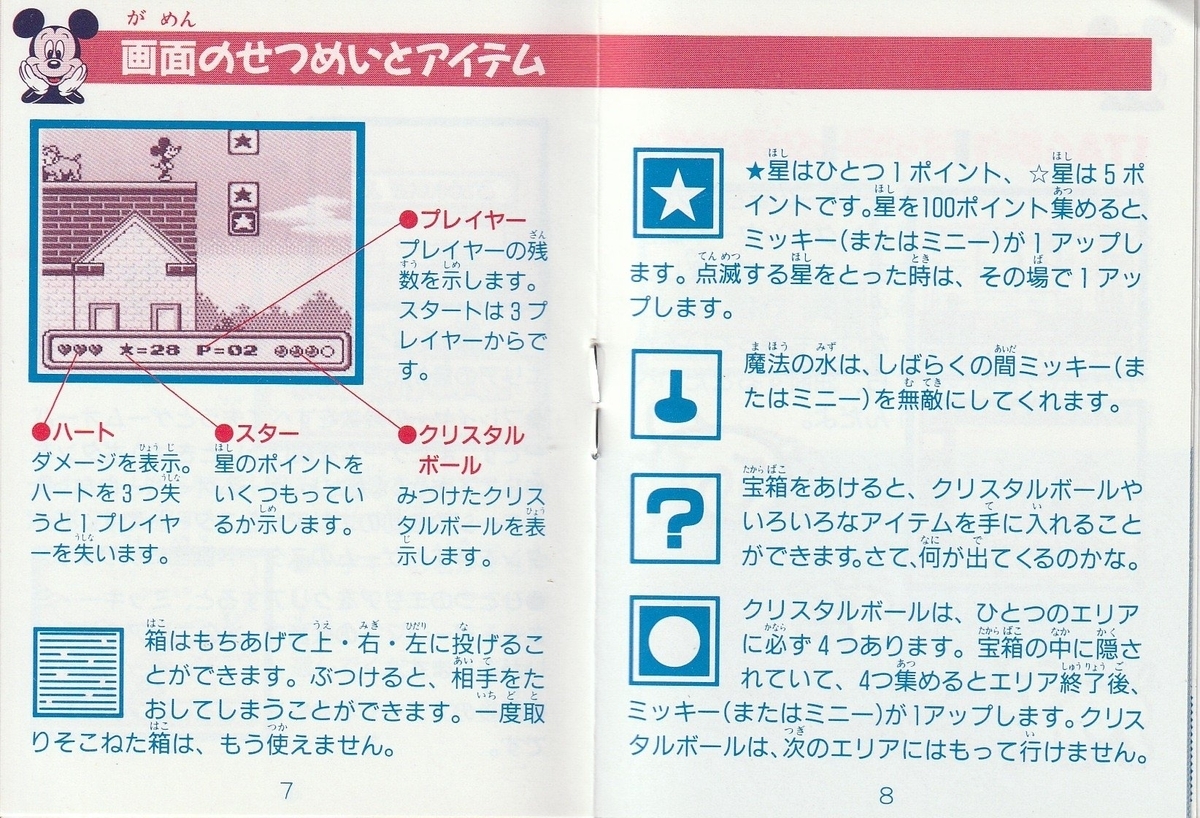 ミッキーズ・チェイス』1992年／ゲームボーイ - レトロゲームの説明書
