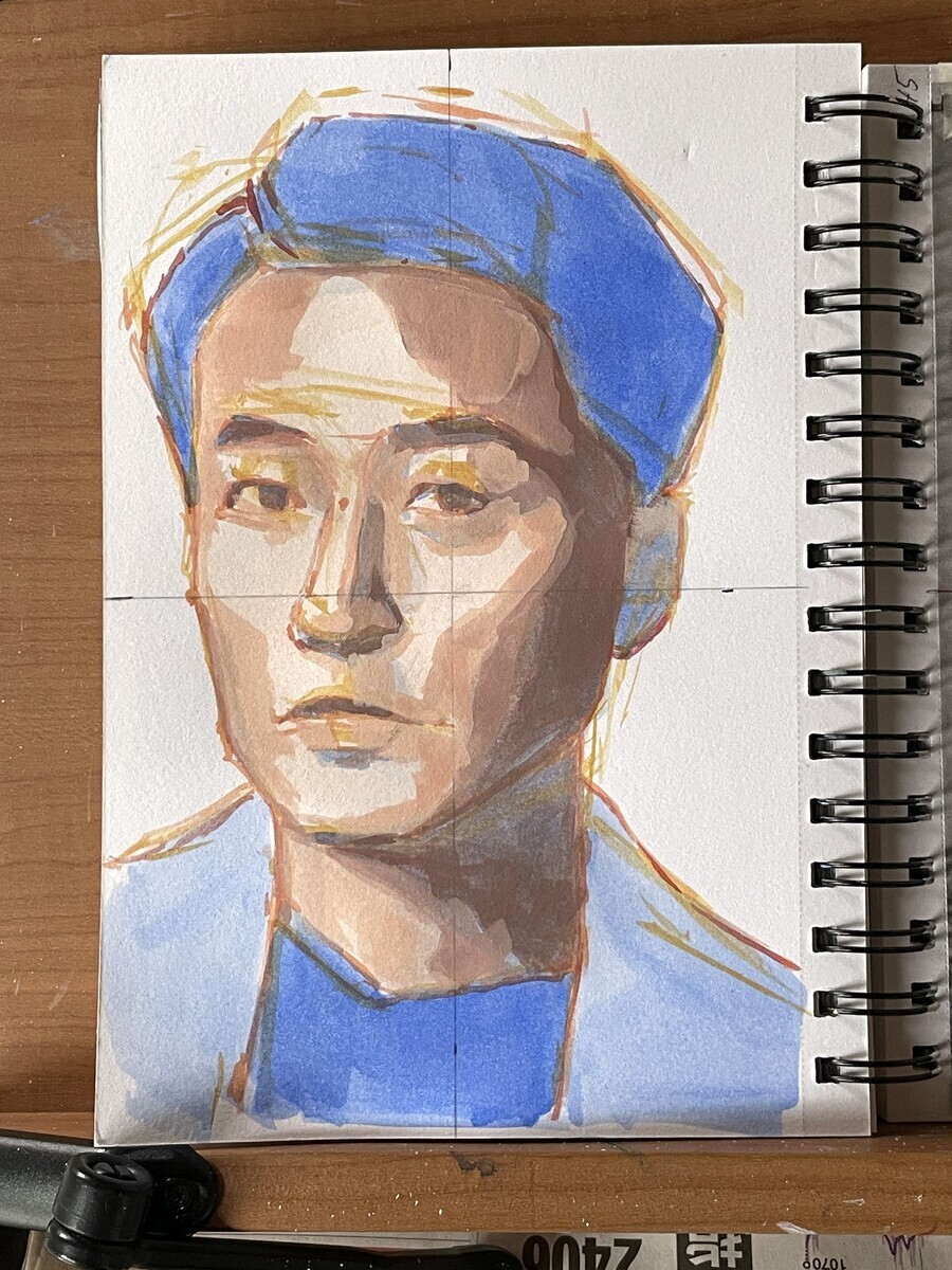 アクリルガッシュで人物画 6月25日 ターナー アクリルガッシュ - 桃蝶画房