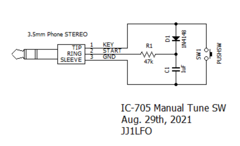 IC-705でATUチューニングのために10Wキャリアを出すスイッチ
