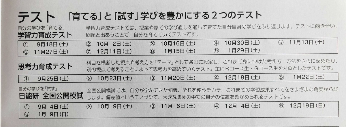 日能研】5年生後期の情報！～新カリキュラム・テスト日程・演習講座