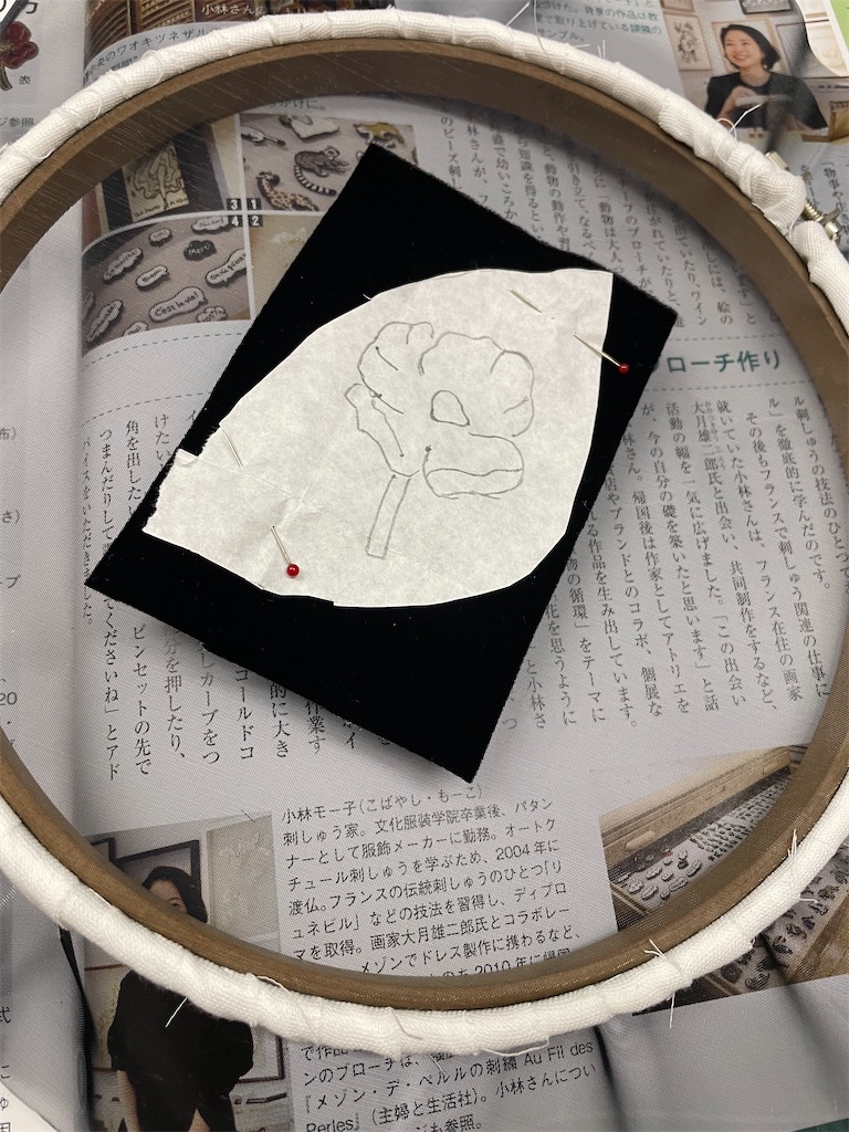 すてきにハンドメイドのビーズ刺繍のブローチ 途中経過その1