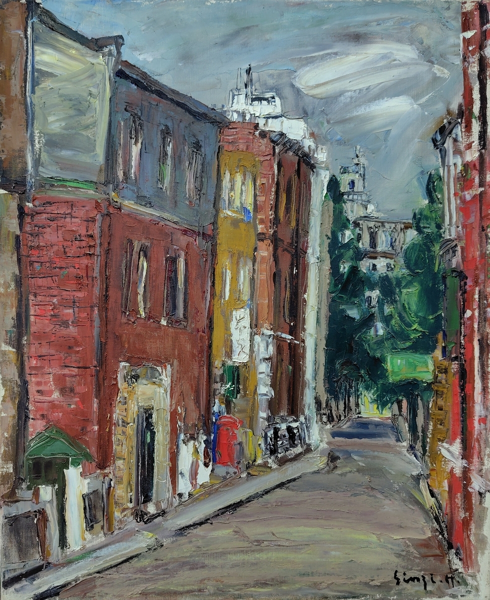 丸の内路地 '61 F12 絵画 油絵 油彩画 風景画 アート 街並み 東京