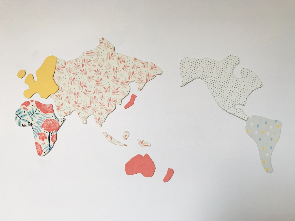 DIY】 端切れで作る世界地図 - ままこあらの育児ブログ