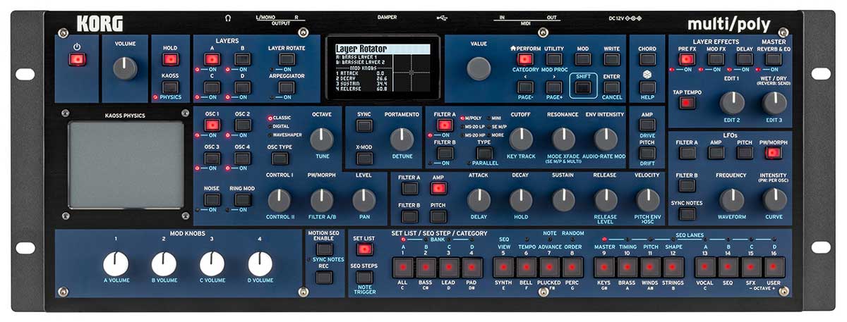 KORGがモデリングシンセmulti/polyのモジュール版multi/poly moduleと