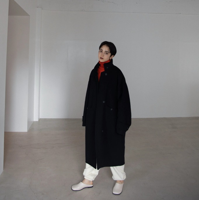 nokcha original】HAND MADE oval coat/navy - NOKCHA