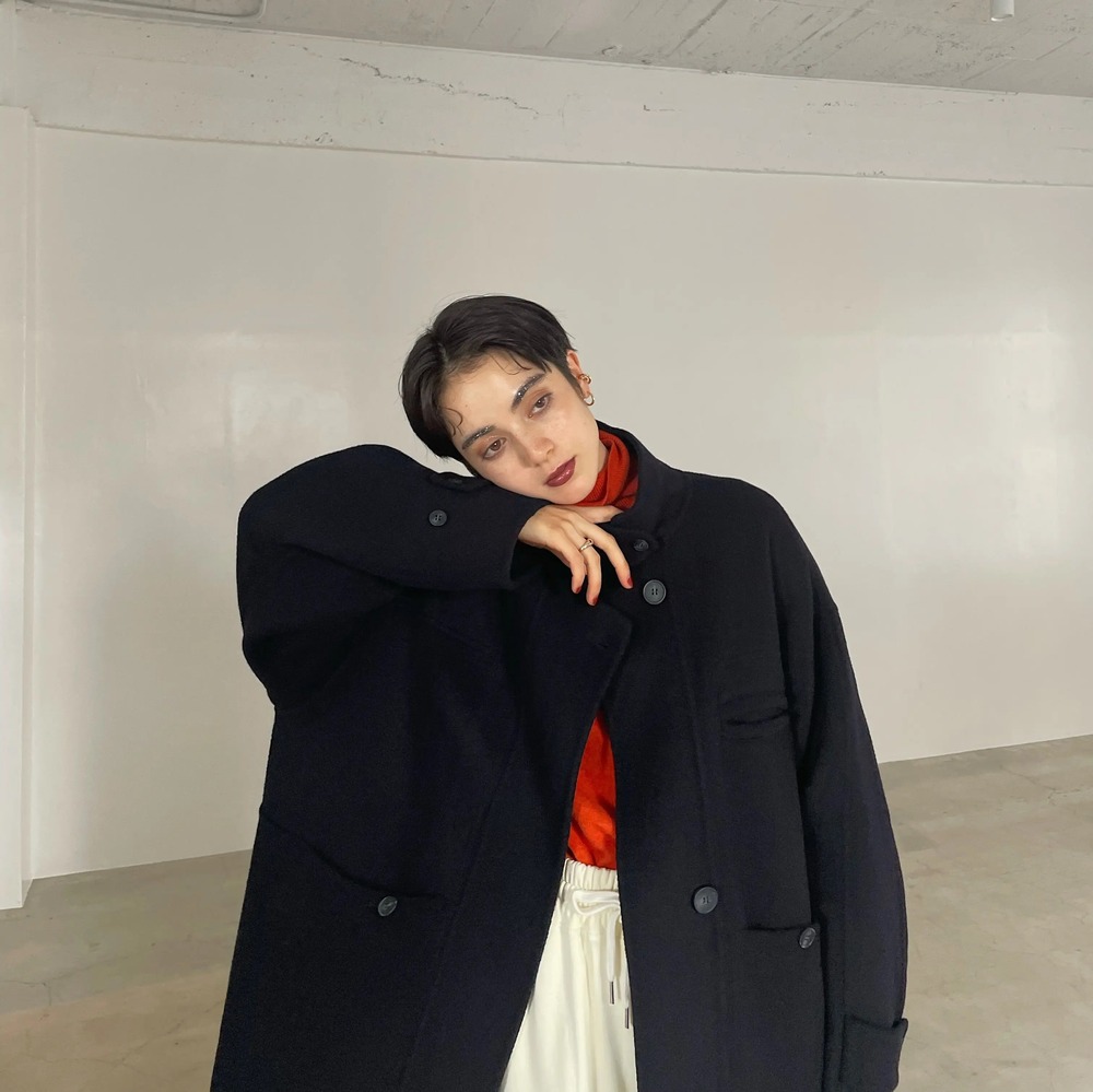 nokcha original】HAND MADE oval coat/navy - NOKCHA