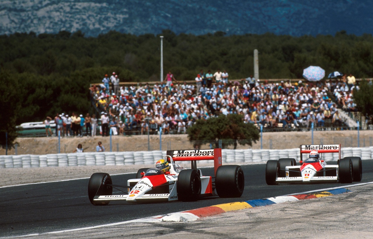 アイルトン・セナとアラン・プロスト（マクラーレンMP4/4