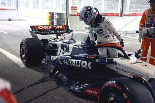 角田裕毅、ペレスとの接触で無念のリタイア「入賞を狙えたはずだった