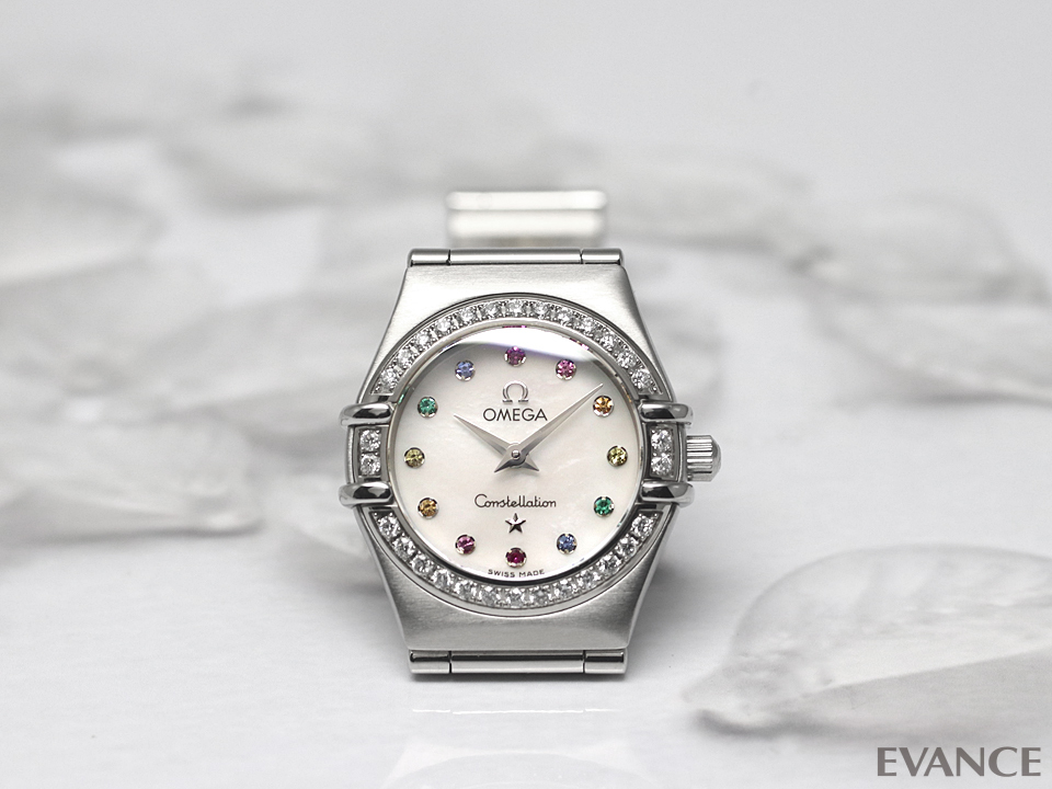 ダイヤモンドと6色の輝石のコンビネーション 【オメガ コンステ